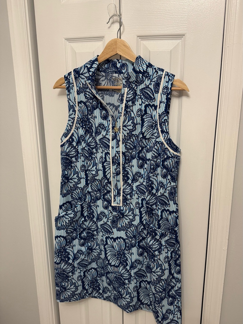 Lilly Pulitzer Kathy Dress Starlight Navy Proud as a Peacock Stripe Golf